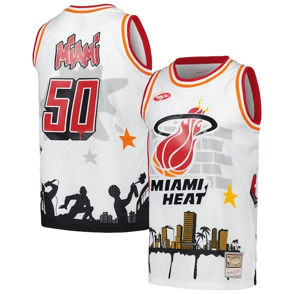 Elegante Sofisticato Miami Heat x Tats Cru Hardwood Classics Fashion Jersey White per i Fan Veri