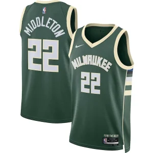 Elegante Duraturo Khris Middleton Milwaukee Bucks Nike Unisex Swingman Jersey Icon Edition Hunter Green per i Fan Veri