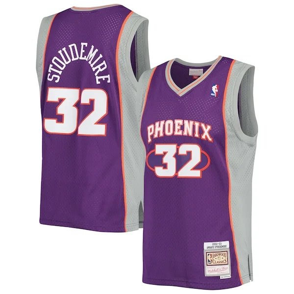 Pratico Sofisticato Attraente Amar'e Stoudemire Phoenix Suns 2001/02 Hardwood Classics Swingman Jersey Purple/White per i Fan Veri