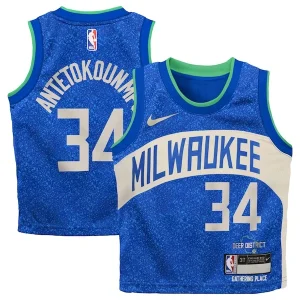 Duraturo Cool Giannis Antetokounmpo Milwaukee Bucks Nike Toddler Swingman Replica Jersey City Edition Royal per i Fan Veri