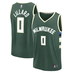 Versatile Damian Lillard Milwaukee Bucks Youth Fast Break Replica Player Jersey Icon Edition Hunter Green  per i Fan Veri