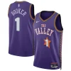 Moderno Devin Booker Phoenix Suns Nike Unisex 2024/25 Swingman Player Jersey City Edition Purple per i Fan Veri