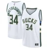 Eccezionale Cool Giannis Antetokounmpo Milwaukee Bucks Fast Break Replica Player Jersey Association Edition White per i Fan Veri