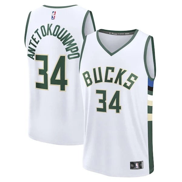 Eccezionale Cool Giannis Antetokounmpo Milwaukee Bucks Fast Break Replica Player Jersey Association Edition White per i Fan Veri