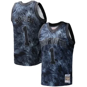 Pratico Classico Muggsy Bogues Charlotte Hornets Hardwood Classics 1992/93 Tie Dye Swingman Jersey Black per i Fan Veri