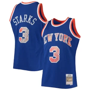 Fascinante John Starks New York Knicks 1991/92 Hardwood Classics NBA 75th Anniversary Diamond Swingman Jersey Blue per i Fan Veri
