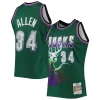 Attraente Ray Allen Milwaukee Bucks 1996/97 Hardwood Classics NBA 75th Anniversary Diamond Swingman Jersey Green per i Fan Veri
