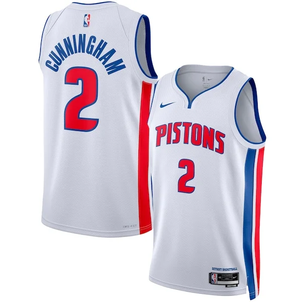 Elegante Incantevole Cade Cunningham Detroit Pistons Nike Unisex Swingman Jersey Association Edition White/Blue per i Fan Veri