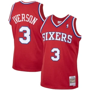 Lussuoso Fascinante Allen Iverson Philadelphia 76ers 2001/02 Hardwood Classics Swingman Jersey Red/White per i Fan Veri