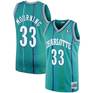 Duraturo Alonzo Mourning Charlotte Hornets 1992/93 Hardwood Classics Swingman Jersey Teal per i Fan Veri