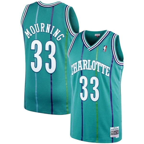 Duraturo Alonzo Mourning Charlotte Hornets 1992/93 Hardwood Classics Swingman Jersey Teal per i Fan Veri