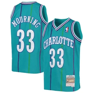 Delizioso Gorgeous Alonzo Mourning Charlotte Hornets Youth 1992/93 Hardwood Classics Swingman Jersey Teal per i Fan Veri