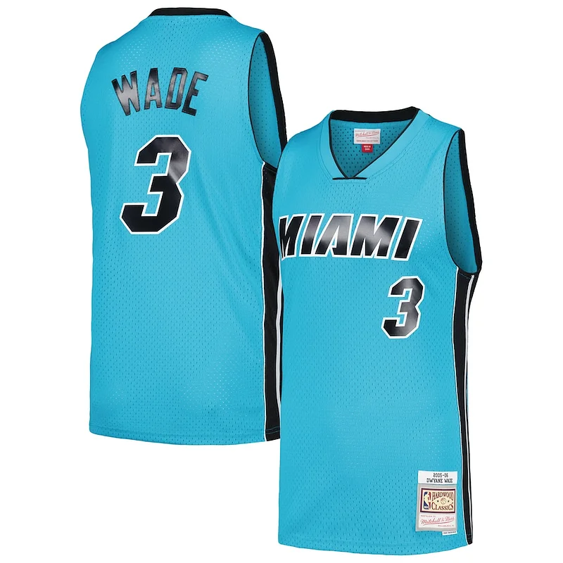 Bellissimo Fantastico Dwyane Wade Miami Heat Hardwood Classics 2005/06 Tropical Swingman Jersey Blue per i Fan Veri
