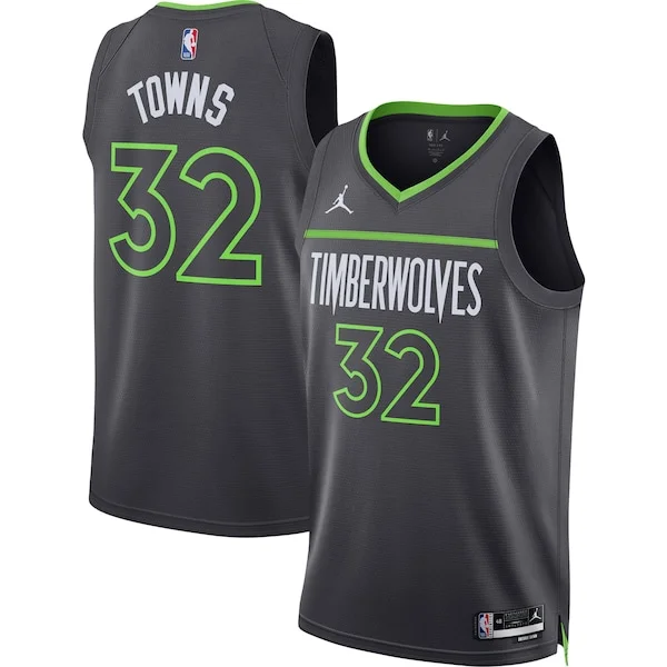 Duraturo Karl Anthony Towns Minnesota Timberwolves Jordan Brand Unisex Swingman Jersey Statement Edition Charcoal per i Fan Veri