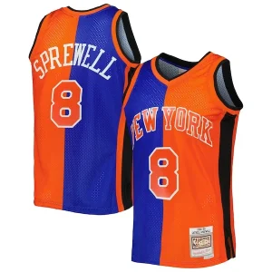 Robusto Comodo Latrell Sprewell New York Knicks Hardwood Classics 1998/99 Split Swingman Jersey Blue/Orange per i Fan Veri