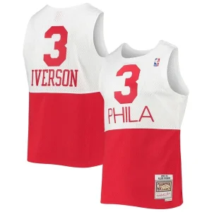 Moderno Allen Iverson Philadelphia 76ers 2003/2004 Hardwood Classics Swingman Jersey White/Red per i Fan Veri