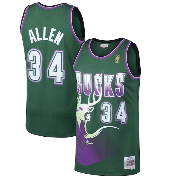 Bellissimo Ray Allen Milwaukee Bucks 1996/97 Hardwood Classics Swingman Jersey Kelly Green per i Fan Veri