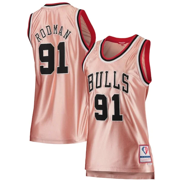 Duraturo Dennis Rodman Chicago Bulls Women's 75th Anniversary Rose Gold 1997 Swingman Jersey Pink per i Fan Veri