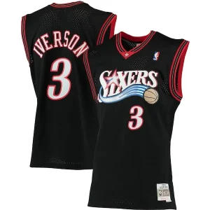 Versatile Accattivante Elegante Allen Iverson Philadelphia 76ers 2000/01 Big & Tall Hardwood Classics Swingman Jersey Black/Red/Royal/White per i Fan Veri