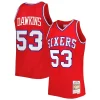 Stupendo Fantastico Darryl Dawkins Philadelphia 76ers Hardwood Classics 1979/80 Swingman Jersey Red per i Fan Veri