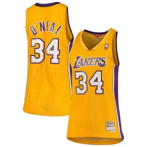 Prestigioso Shaquille O'Neal Los Angeles Lakers Women's 1999/00 Hardwood Classics Swingman Jersey Gold per i Fan Veri