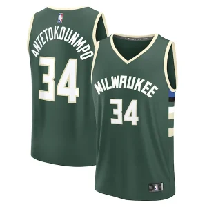 Raffinato Accattivante Giannis Antetokounmpo Milwaukee Bucks Fast Break Replica Player Jersey Icon Edition Hunter Green per i Fan Veri