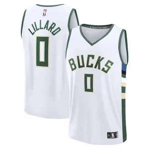 Robusto Damian Lillard Milwaukee Bucks Fast Break Replica Player Jersey Association Edition White per i Fan Veri