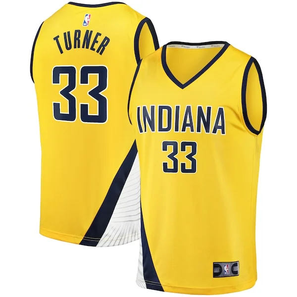 Magnifico Moderno Myles Turner Indiana Pacers Fast Break Replica Jersey Statement Edition Gold per i Fan Veri