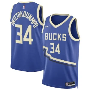 Versatile Giannis Antetokounmpo Milwaukee Bucks Nike Unisex 2024/25 Swingman Player Jersey City Edition Royal per i Fan Veri