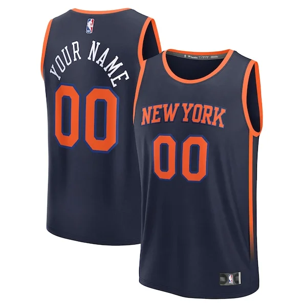 Incantevole Elegante Lussuoso New York Knicks Custom Fast Break Jersey Navy Statement Edition per i Fan Veri