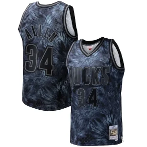 Elegante Sofisticato Gorgeous Ray Allen Milwaukee Bucks Hardwood Classics 1996/97 Tie Dye Swingman Jersey Black per i Fan Veri