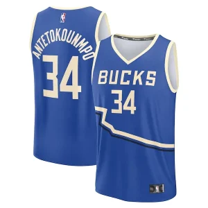 Versatile Accattivante Elegante Giannis Antetokounmpo Milwaukee Bucks Youth 2024/25 Fast Break Player Jersey City Edition Royal per i Fan Veri