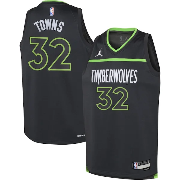 Lussuoso Karl Anthony Towns Minnesota Timberwolves Jordan Brand Youth Swingman Jersey Statement Edition Black per i Fan Veri
