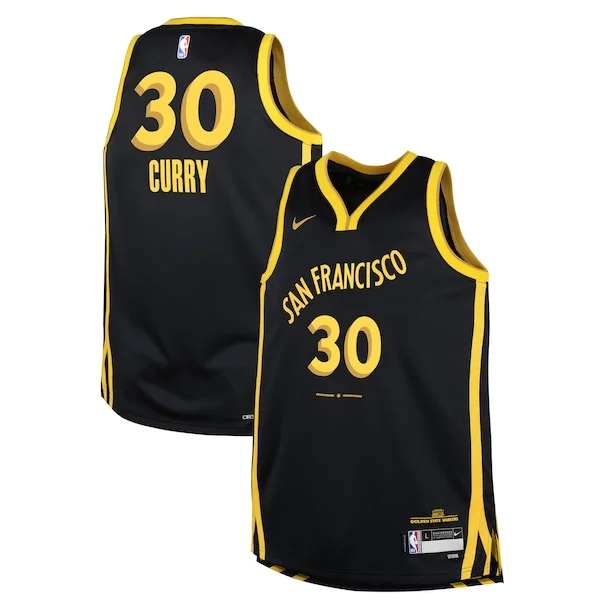 Comodo Stephen Curry Golden State Warriors Nike Youth Swingman Replica Jersey City Edition Black per i Fan Veri