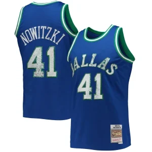 Splendido Comodo Dirk Nowitzki Dallas Mavericks 1998/99 Hardwood Classics NBA 75th Anniversary Diamond Swingman Jersey Blue per i Fan Veri