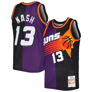 Lussuoso Resistente Steve Nash Phoenix Suns Hardwood Classics 1996/97 Split Swingman Jersey Purple/Black per i Fan Veri