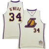 Delizioso Magnifico Prestigioso Shaquille O'Neal Los Angeles Lakers Chainstitch Swingman Jersey Cream per i Fan Veri