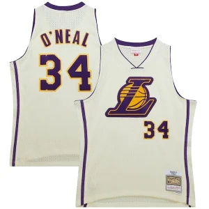 Delizioso Magnifico Prestigioso Shaquille O'Neal Los Angeles Lakers Chainstitch Swingman Jersey Cream per i Fan Veri