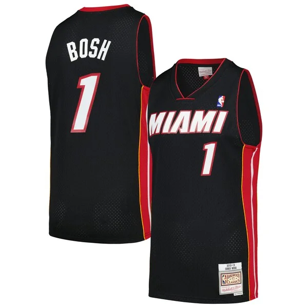 Gorgeous Chris Bosh Miami Heat 2012/13 Hardwood Classics Swingman Jersey Black per i Fan Veri