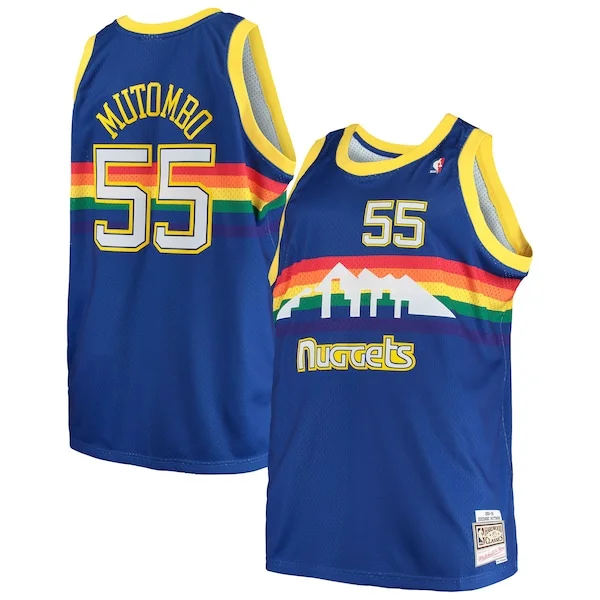 Elegante Attraente Dikembe Mutombo Denver Nuggets 1991/92 Big & Tall Hardwood Classics Swingman Jersey Royal per i Fan Veri