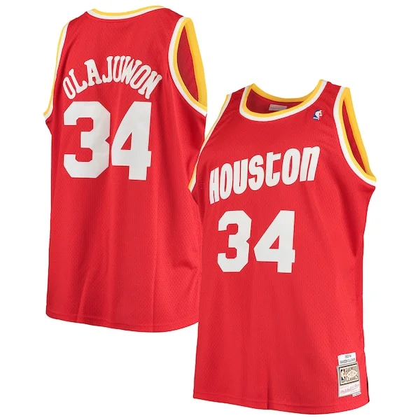 Lussuoso Hakeem Olajuwon Houston Rockets 1993/94 Big & Tall Hardwood Classics Swingman Jersey Red per i Fan Veri