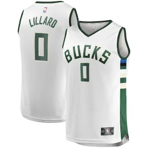 Lussuoso Versatile Damian Lillard Milwaukee Bucks Youth Fast Break Player Jersey Association Edition White per i Fan Veri