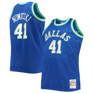 Resistente Gorgeous Dirk Nowitzki Dallas Mavericks Big & Tall 1998/99 NBA 75th Anniversary Diamond Swingman Jersey Blue per i Fan Veri