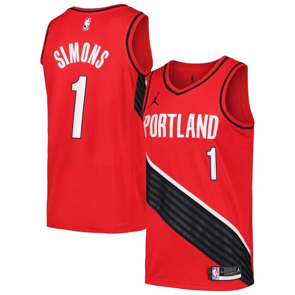 Stupendo Fantastico Anfernee Simons Portland Trail Blazers Jordan Brand Swingman Player Jersey Statement Edition Red/Black per i Fan Veri