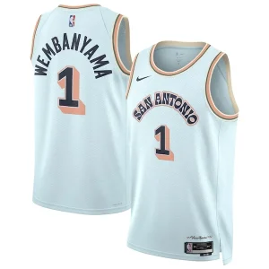 Lussuoso Gorgeous Moderno Victor Wembanyama San Antonio Spurs Nike Unisex 2024/25 Swingman Player Jersey City Edition Light Blue per i Fan Veri