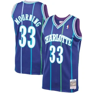 Raffinato Alonzo Mourning Charlotte Hornets 1994/95 Hardwood Classics Swingman Jersey Purple per i Fan Veri