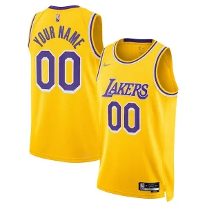 Versatile Los Angeles Lakers Nike 2021/22 Diamond Swingman Custom Jersey Icon Edition Gold per i Fan Veri