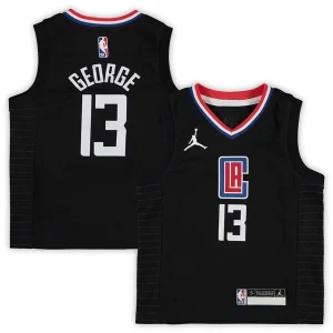 Resistente Robusto Comodo Paul George LA Clippers Jordan Brand Preschool 2020/21 Fast Break Replica Jersey Statement Edition Black per i Fan Veri