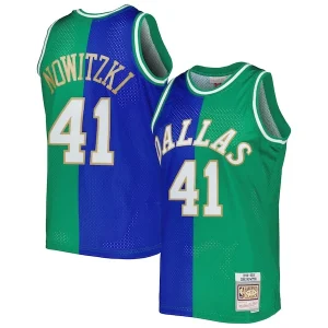 Magnifico Elegante Splendido Dirk Nowitzki Dirk Nowitzki Hardwood Classics 1998/2019 Split Swingman Jersey Blue/Green per i Fan Veri