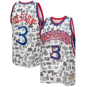 Eccezionale Elegante Allen Iverson Philadelphia 76ers 1996/97 Swingman Jersey White per i Fan Veri
